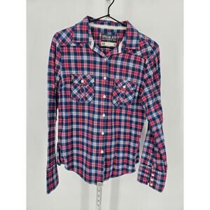 Soulcal & Co Womens Sz 12 BUT FITS A 4/6 Long Sleeve Button Up Plaid Shirt